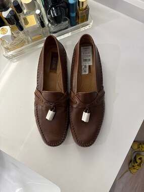 Tasso Elba Men's Pebbled Brown Leather Tassel Loafers Size 11.5